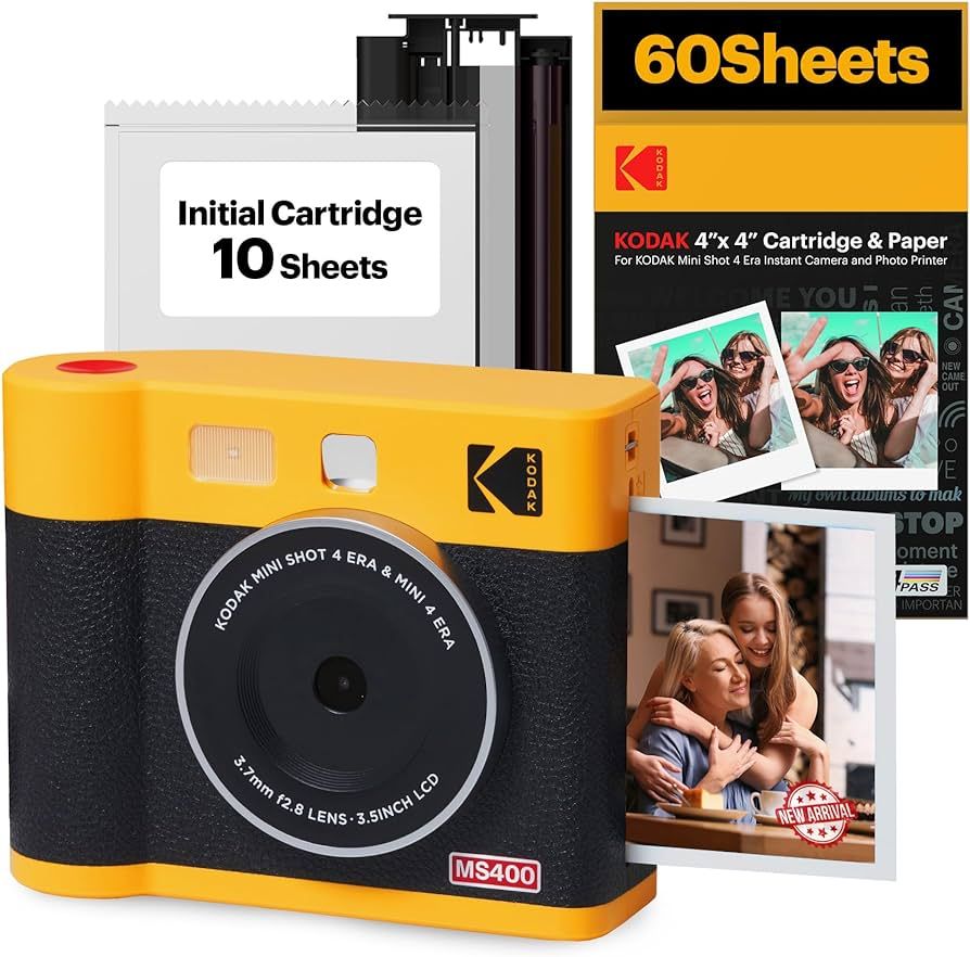 KODAK Mini Shot 4 ERA 4PASS 2-in-1 Instant Camera and Photo Printer (4x4) (Yellow, Camera + 70 Sh... | Amazon (US)