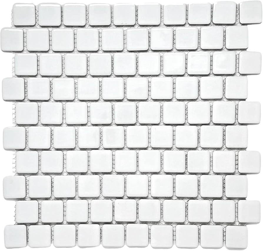 Square 1 1/8" X 1 1/8" Look Brick Pattern Porcelain Mosaic Tile Shiny for Kitchen Backsplash, Bat... | Amazon (US)