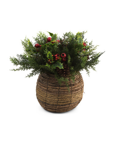 19in Pine And Holly Centerpiece | TJ Maxx