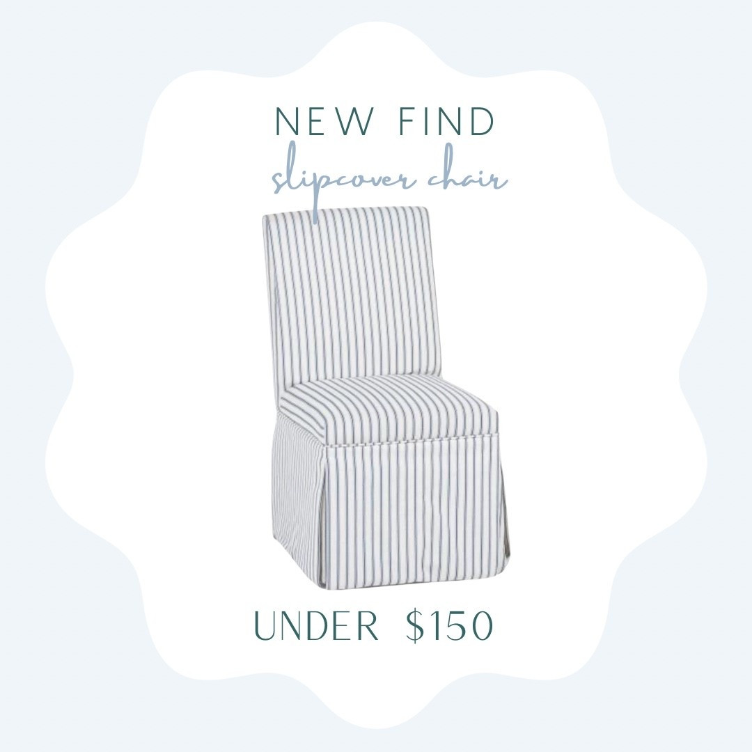 Gorgeous blue and white striped slipcover dining chair under $150! Beautiful Serena and Lily look for less

Serena and Lily inspired, coastal, coastal furniture, beach house furniture 