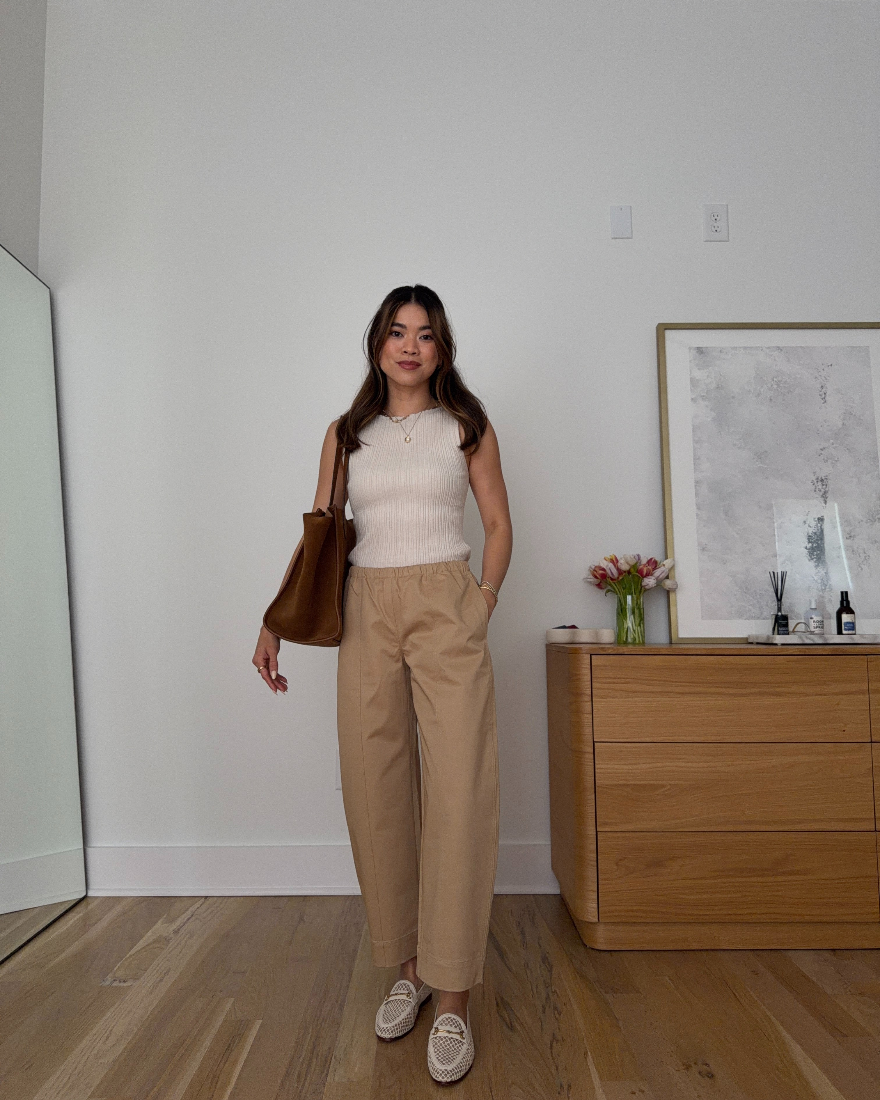 Sizing info:
•Top size XS
•bottoms size 2XS in hourglass tan 

petite fashion, get dressed with me, outfit inspiration, ootd, nashville outfit, Nashville influencer, petite style, vacation style, casual outfits, mom style, petite pants, spring outfits, spring outfit info, spring pants, spring outfit idea, spring top, spring bag, spring shoes, 
 @Aritzia 

 @Quince 

#LTKPetite #LTKootd #LTKSeasonal