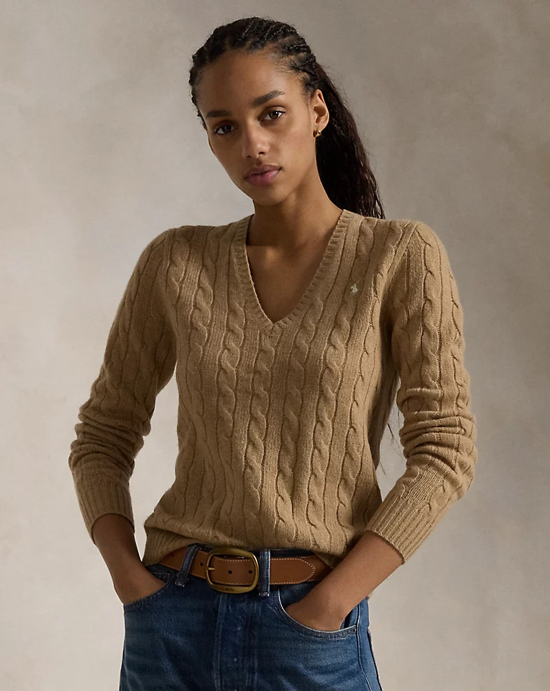 Cable-Knit Wool-Cashmere V-Neck Jumper | Ralph Lauren (UK)