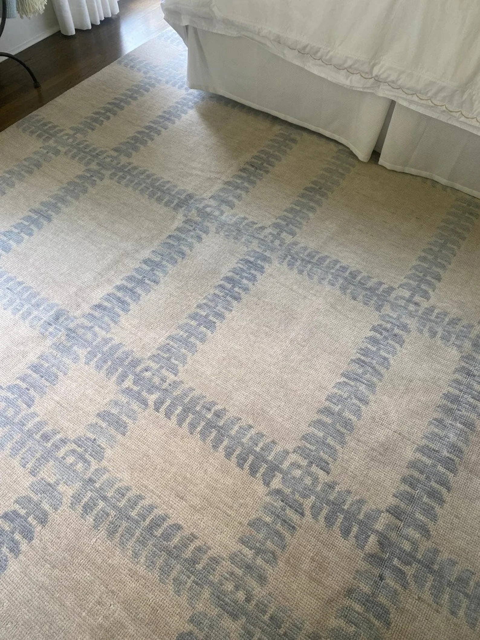 blue white Oushak Made to Order (In Any Size!!!!!) Geometric Knotted Modern Oushak rug/ large are... | Etsy (US)