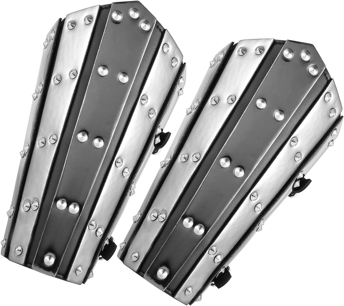 HZMAN Adults Faux Leather Arm Guards - Medieval Metal Armor Style Bracers - One Size - Leather Ar... | Amazon (US)
