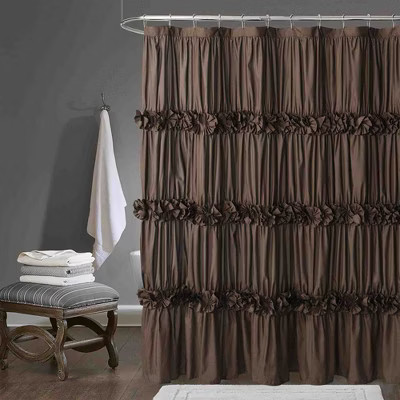 BAGOKIE 72"x72" Waterfall Ruffle Shower Curtain, Chocolate | Target