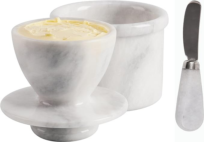 Radicaln Marble Butter Dish With Knife White Handmade Butter Crock For Kitchen Counter - Spreadab... | Amazon (US)
