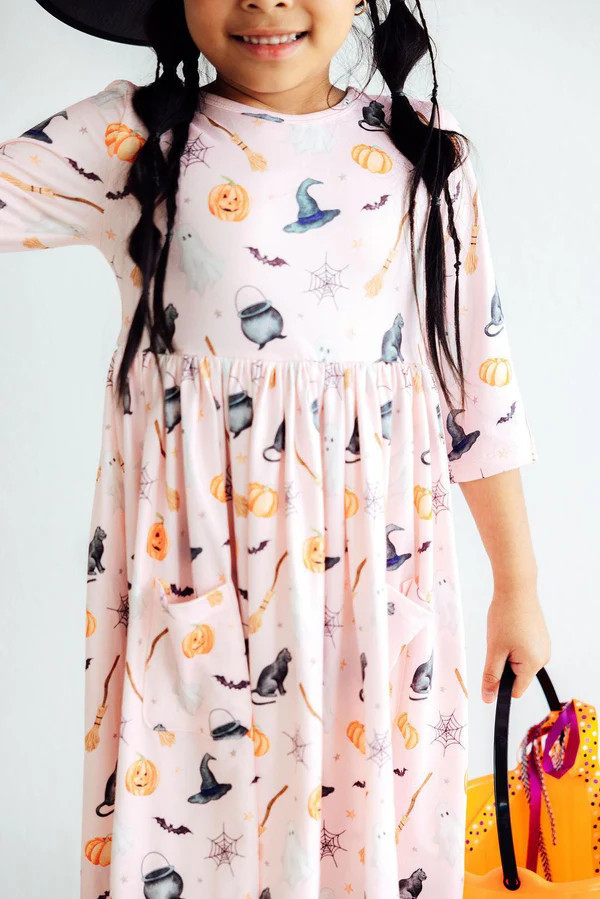 Hey Boo 3/4 Sleeve Pocket Twirl Dress | Mila & Rose