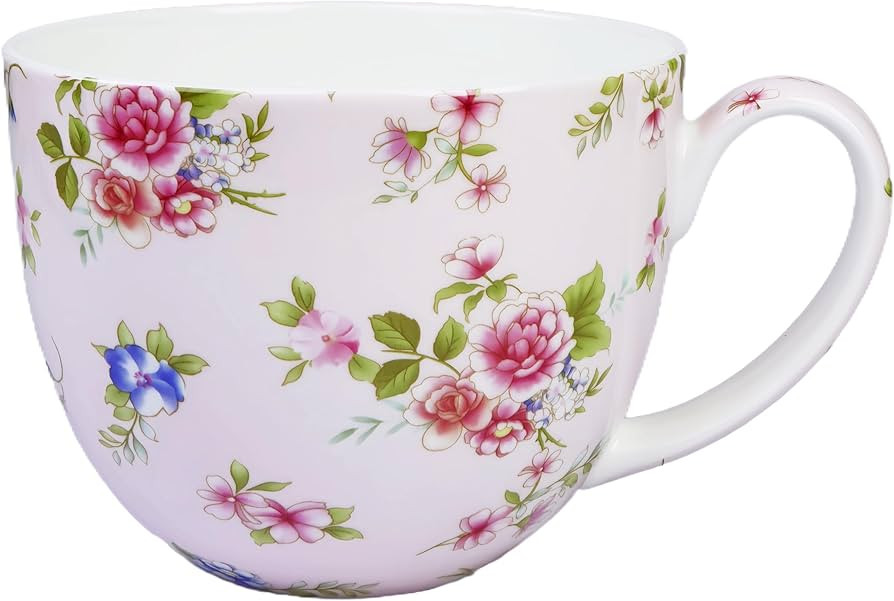 17oz Bone China Floral Mug Bone China Coffee Mugs Bone Teacup Christmas Mugs Birthday Gifts for W... | Amazon (US)