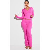 Shape Hot Pink Sculpted Foldover Waist Flare Pants | PrettyLittleThing US