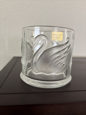 Collectible Teleflora Gloria Vanderbilt Clear Glass Frosted Swan Flower Vase Can | eBay CA