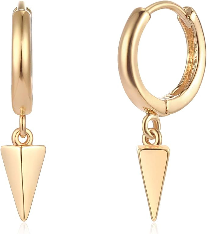 VACRONA Gold Cuff Earrings Huggie Earrings for Women 14k Gold Plated Small Huggie Hoop Earrings | Amazon (US)