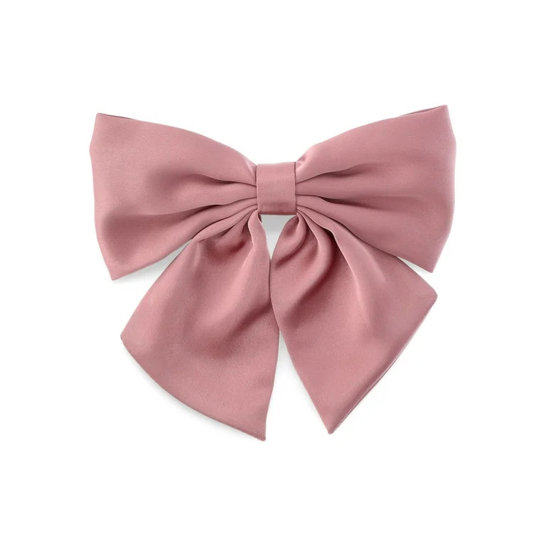 Time and Tru Women's Fabric Bow Hair Barrette Blush | Walmart (US)