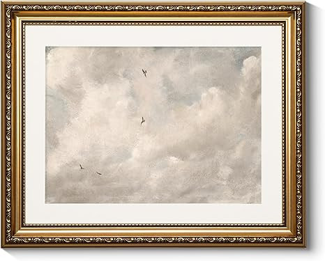 ARPEOTCY Vintage Gold Framed Wall Art, 13x16 inch Classic Sky Clouds Study Pictures Paintings, Vi... | Amazon (US)