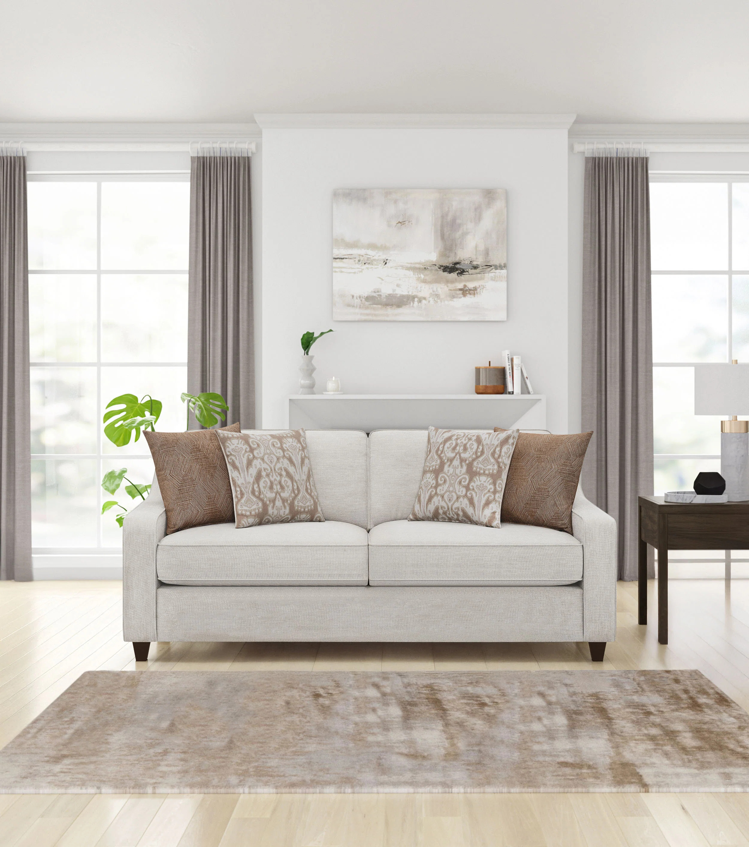 Juwann Upholstered Sloped Arm Sofa Beige | Wayfair North America