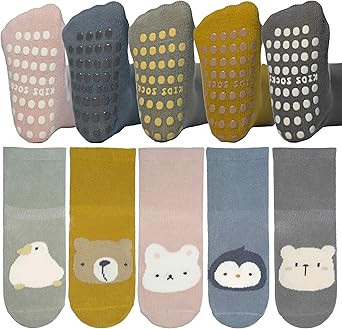 5 Pairs Baby Boys Girls Non-Slip Grip Ankle Socks Infant Baby Girls Boys Anti Skid Sticky Socks | Amazon (US)