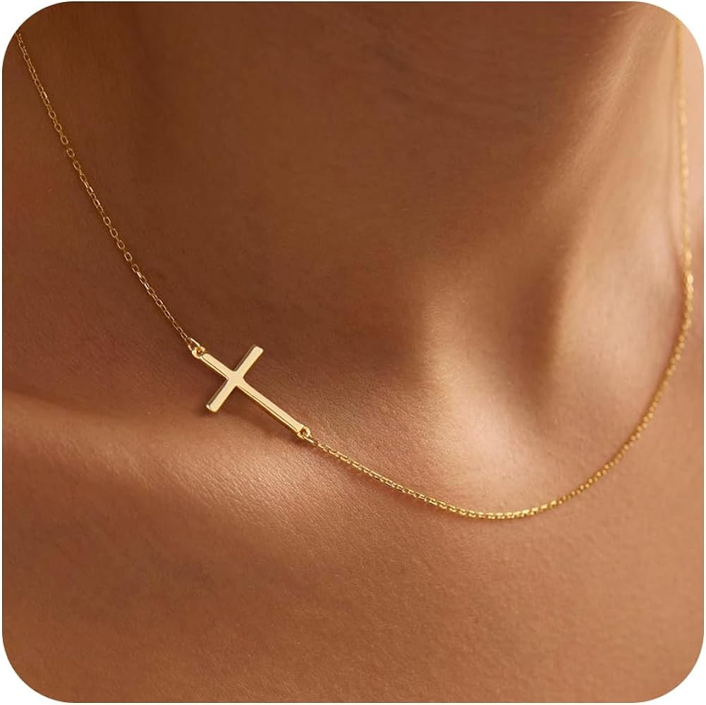 Cross Necklace for Women Girls, Dainty 14K Gold Silver Plated Cross Choker Pendant Jewelry Non Ta... | Amazon (US)