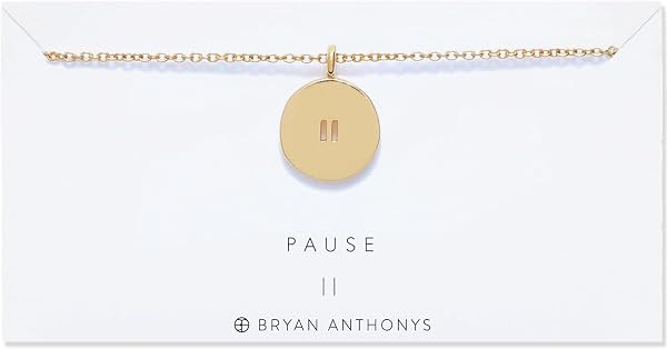 Bryan Anthonys Pause Necklace for Women - Elegant Pendant Necklace with 14k Gold Plated Finish Ov... | Amazon (US)