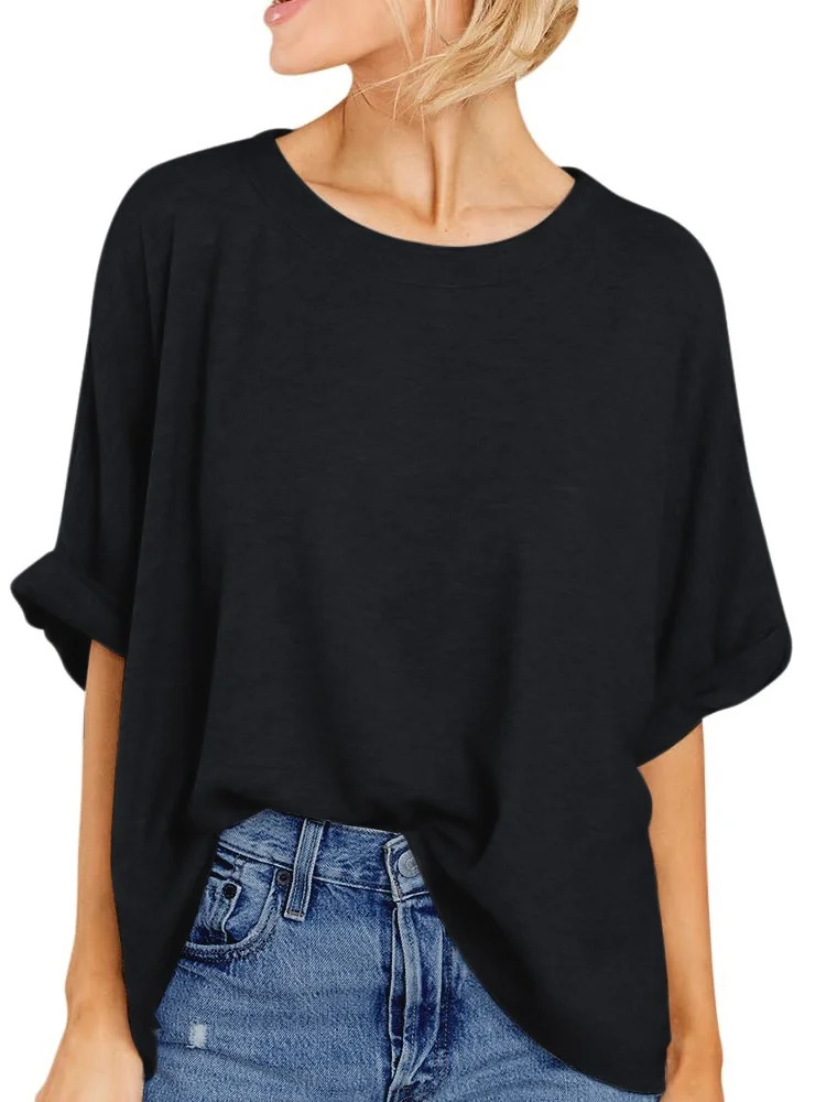 UVN Oversized T Shirt for Women Summer Casual Short Sleeve Tee Ladies Loose Crewneck Tops | Walmart (US)