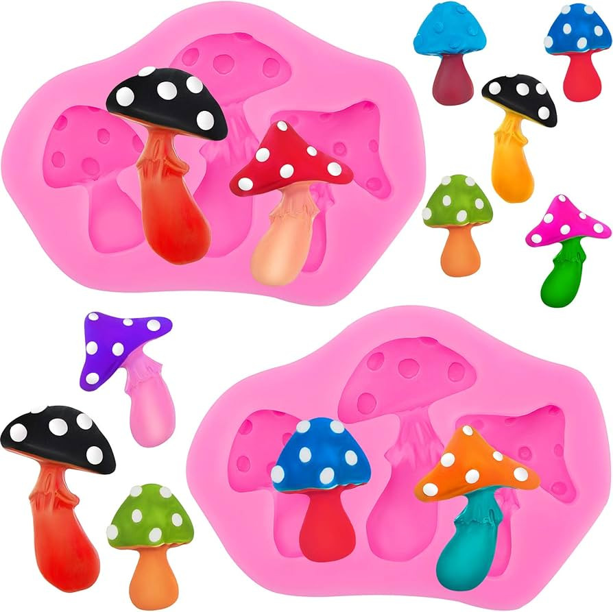 Patelai 2 Pcs Mushroom Silicone Mold Resin Vegetable Keychain Silicone Mold Chocolate Candy Clay ... | Amazon (US)