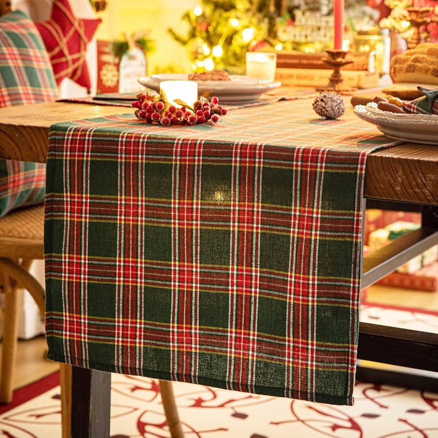 Red Green Plaid Christmas Table Runner, Winter Holiday Table Runners 72 inches Long, Xmas Decorat... | Amazon (CA)