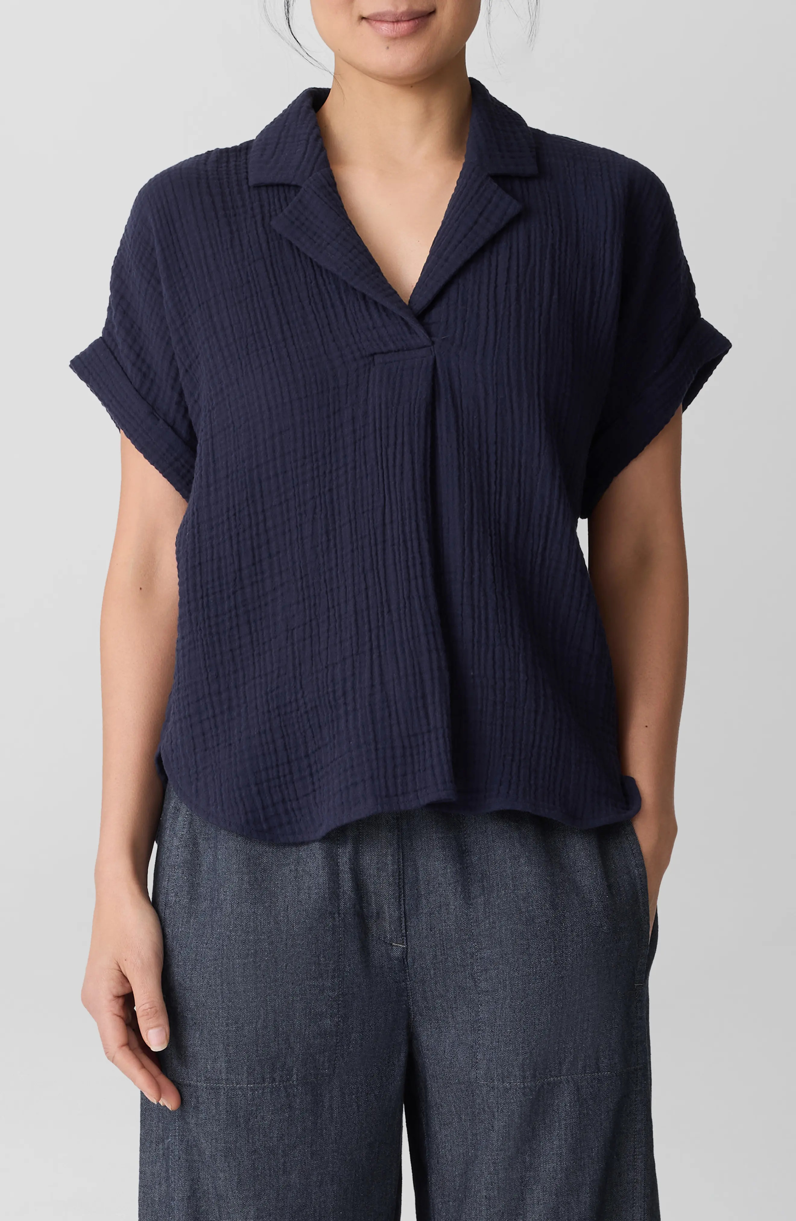 Notch Collar Roll Cuff Shirt (Women) | Nordstromrack | Nordstrom Rack