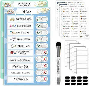 2 in 1 Namable Chore Chart for Kids, Dry Erase Morning/Bedtime Routine Chart for Kids for Refrige... | Amazon (US)