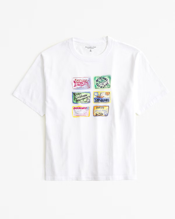 Women's Short-Sleeve Sardines Graphic Relaxed Tee | Women's New Arrivals | Abercrombie.com | Abercrombie & Fitch (US)
