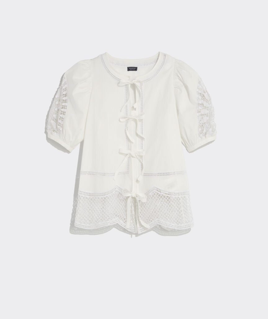Eyelet Tie-Front Top | vineyard vines