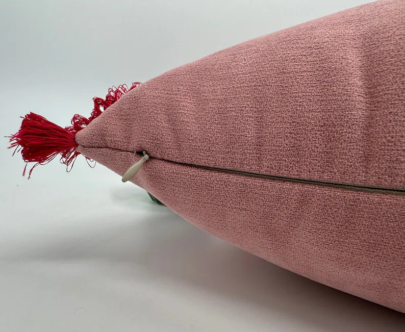 Fuchsia Brush Fringe Pillow Cover,Chenille Pillowcase,Pink Tassels,Pink Euro Sham Pillowcase,Brus... | Etsy (Global)