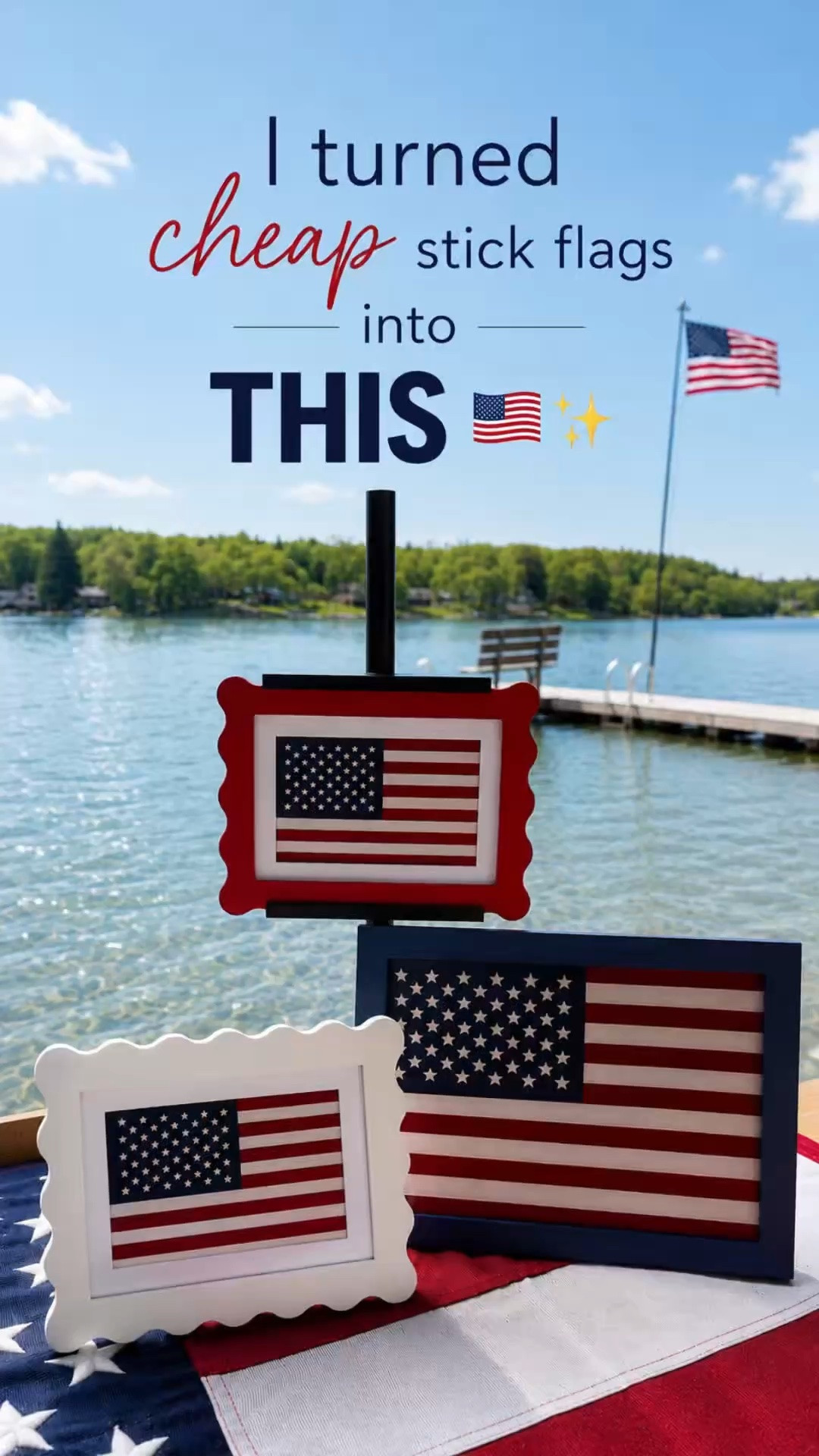 I turned cheap stick flags into THIS 🇺🇸✨

One of the easiest patriotic DIYs ever, and it looks so high-end once it’s framed. I simply removed the flags from the sticks and added them into thrifted and Amazon frames for the cutest summer decor moment. ❤️🤍💙

Perfect for:
🇺🇸 Memorial Day
🇺🇸 Fourth of July
🇺🇸 Lake house decor
🇺🇸 Summer shelves + tablescapes

This is proof that simple ideas always turn out the cutest. ✨

❤️Follow @theshannykate_style for more simple ideas that make your home feel beautiful.

#LTKHome