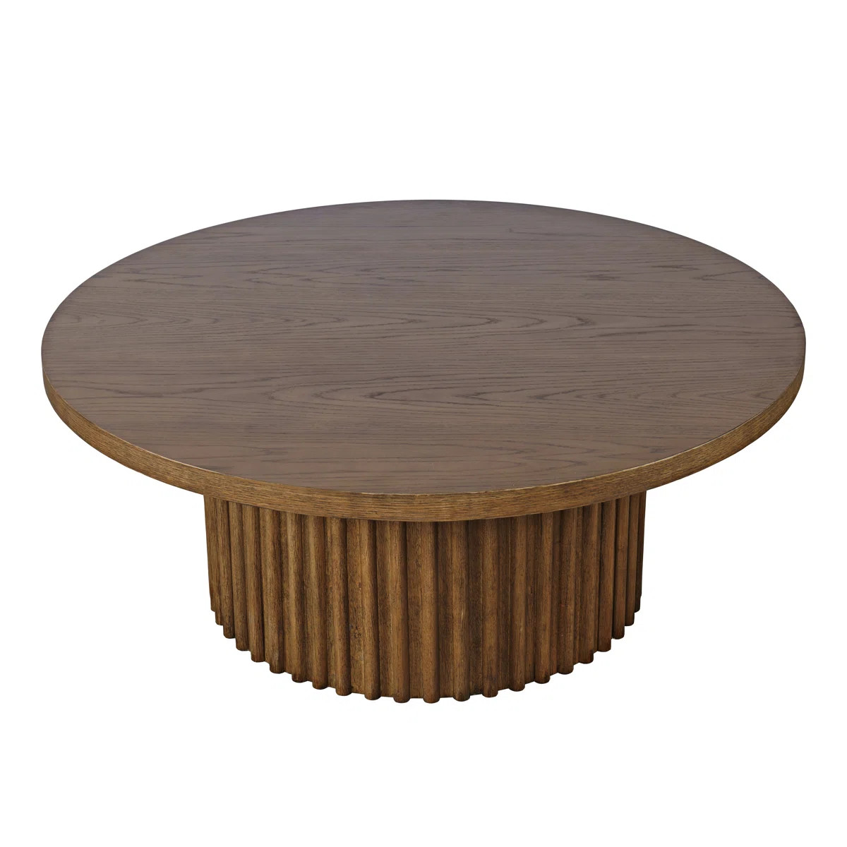 Tannen 40" Round Mid-Century Modern Fluted Pedestal Base Coffee Table With Caster Wheels | Wayfair North America