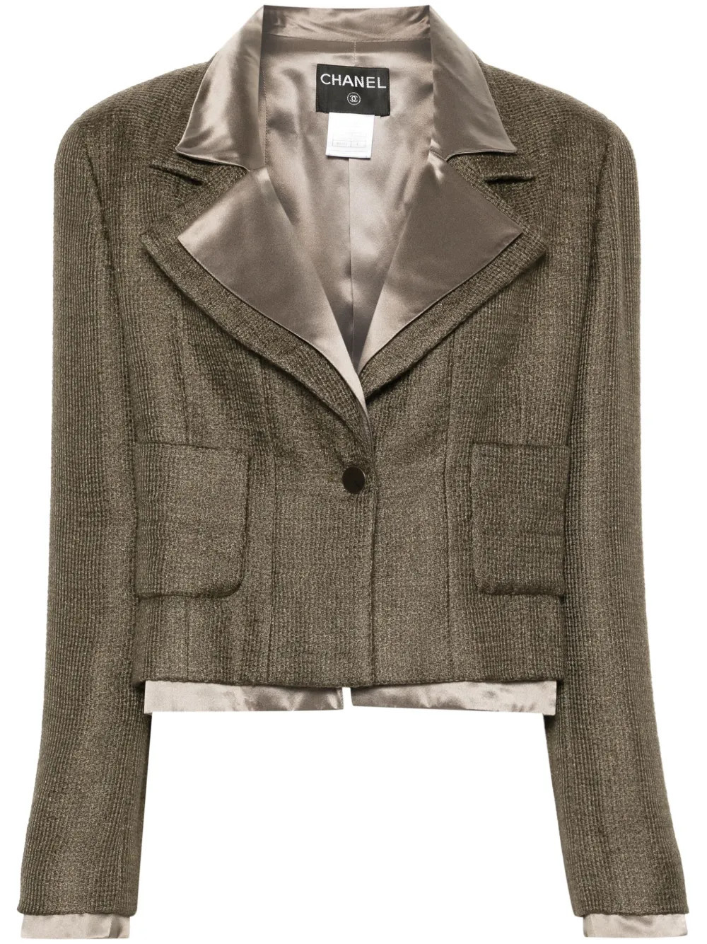 CHANEL Pre-Owned 1999 layered tweed jacket - Green | Farfetch Global