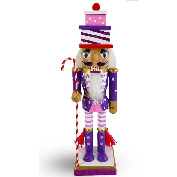 Candy Cane Christmas Nutcracker, Fuschia/White | Maisonette