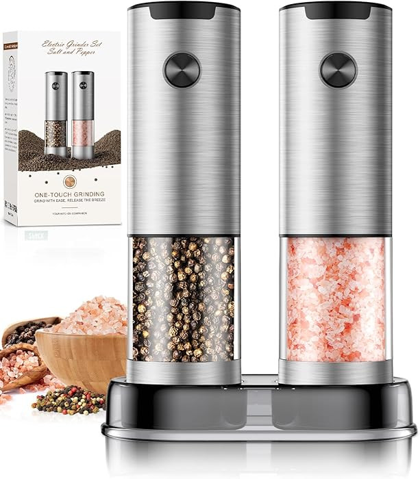 Electric Salt and Pepper Grinder- Automatic Battery Pepper Mill Shakers Kitchen Essentials for Ne... | Amazon (US)