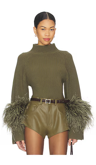 x REVOLVE Mock Neck Sweater in Olive Green | Revolve Clothing (Global)