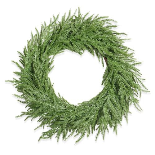 XmasExp Norfolk Pine Wreath 15INCH Real Touch Artificial Evergreen Realistic Faux Plain Christmas Wreath for Front Door,Mantles,Windows | Amazon (US)