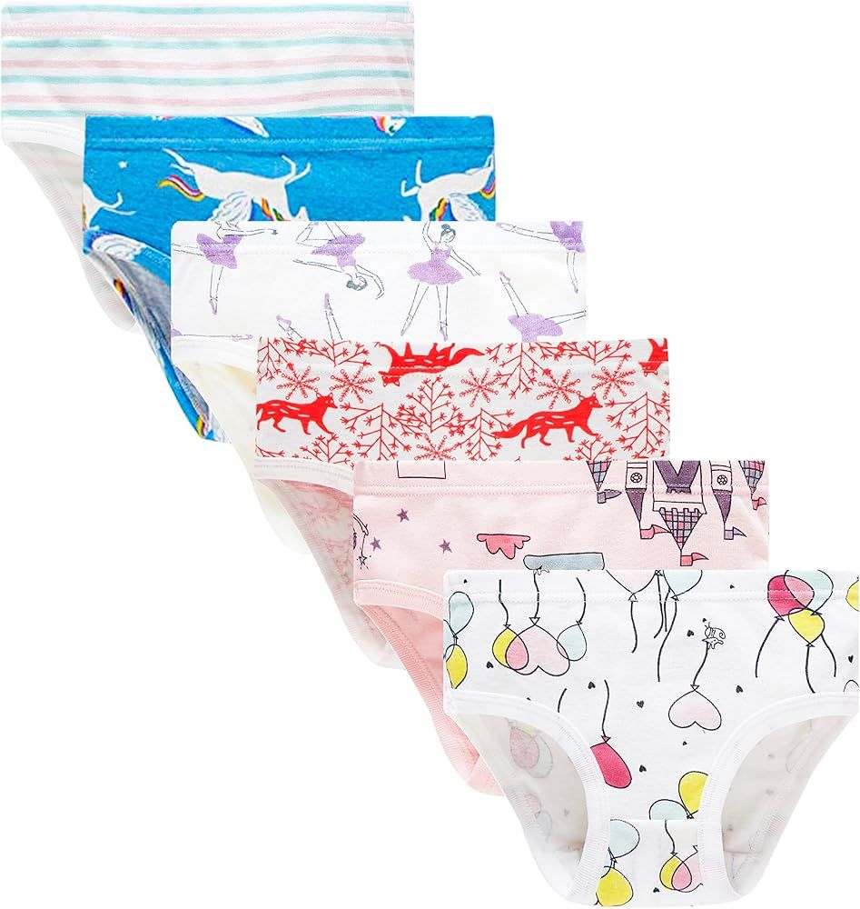 Barara King Little Girls Soft 100% Cotton Underwear Toddler Panties Big Kids Undies | Amazon (US)