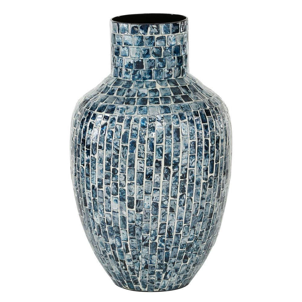 Litton Lane Blue Wood Coastal Decorative Vase | The Home Depot