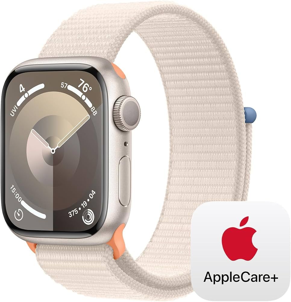 Apple Watch Series 9 GPS 41mm Starlight Aluminum Case with Starlight Sport Loop with AppleCare+ (... | Amazon (US)