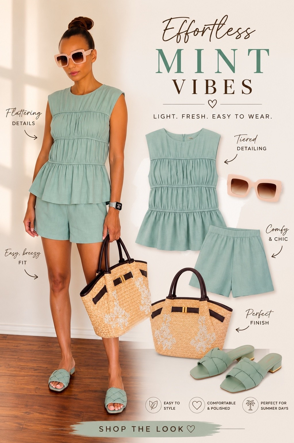 Minty fresh and so easy to wear 💚 This matching set is lightweight, comfortable, and perfect for warm days, vacations, errands, or casual lunch plans. I love it paired with woven accessories, soft neutral sunglasses, and matching slides for an effortless pulled-together look. Shop the look below ✨ #LTKStyle #MatchingSet #SummerStyle #VacationStyle #EverydayChic #OutfitInspo

#LTKootd