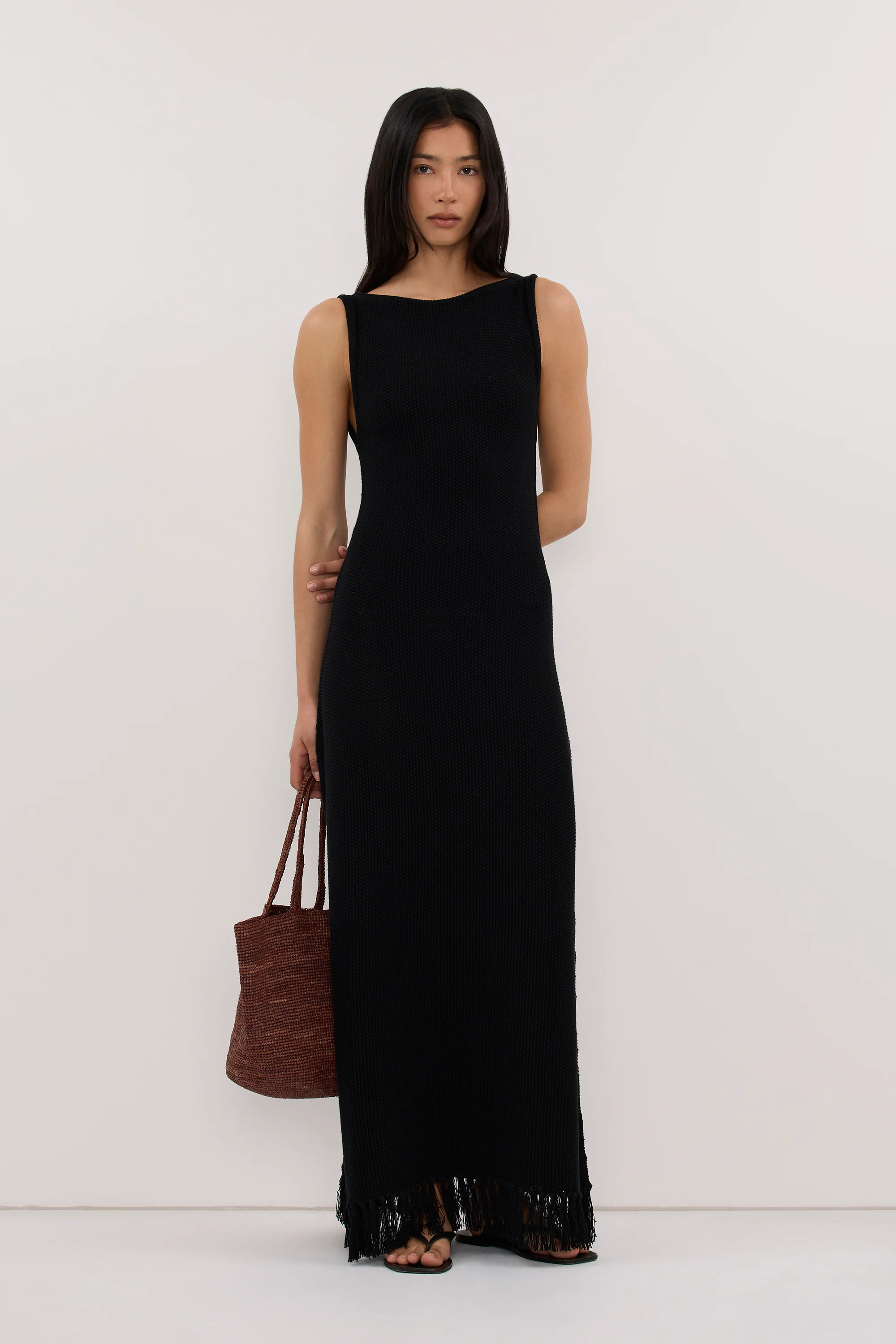 BENETTE BLACK FRINGE MAXI DRESS | DISSH