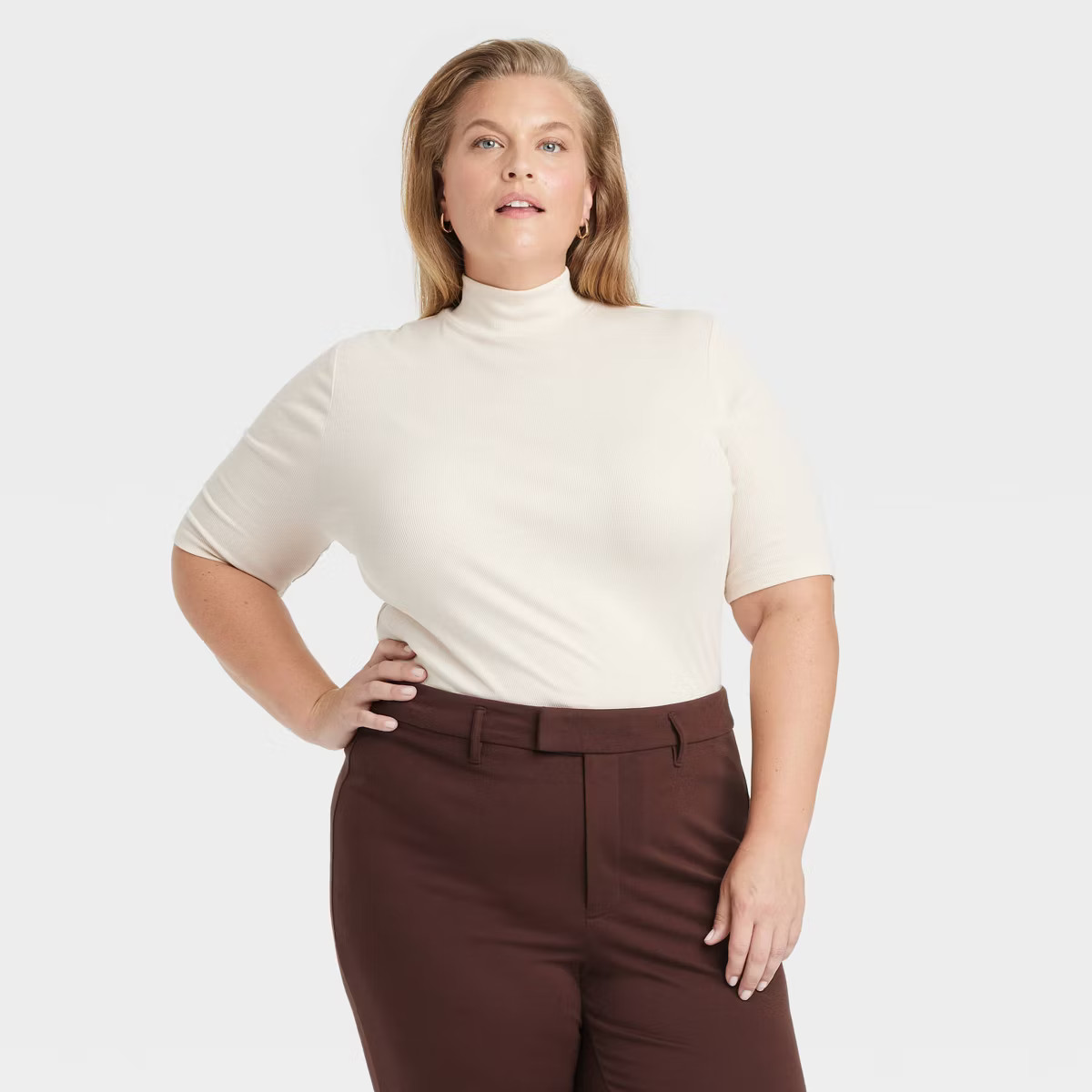 Women's Ribbed Short Sleeve Mock Turtleneck T-Shirt - A New Day™ | Target