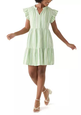 Wonderly Women's Split Neck Tiered Mini Dress | Belk