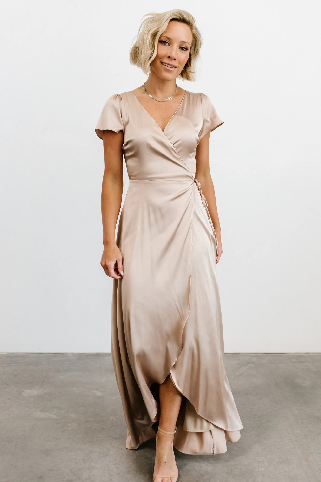 Krystal Satin Wrap Gown | Champagne | Baltic Born