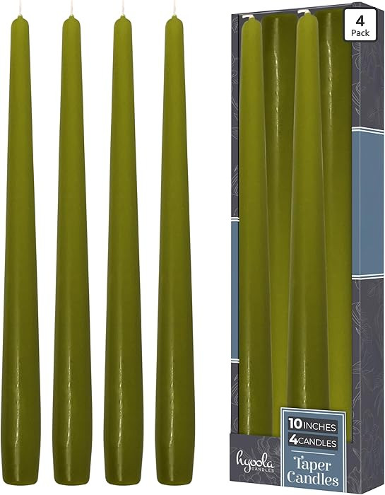 Hyoola Tall Taper Candles - 10 Inch Olive Green Unscented Dripless Taper Candles - 8 Hour Burn Ti... | Amazon (US)