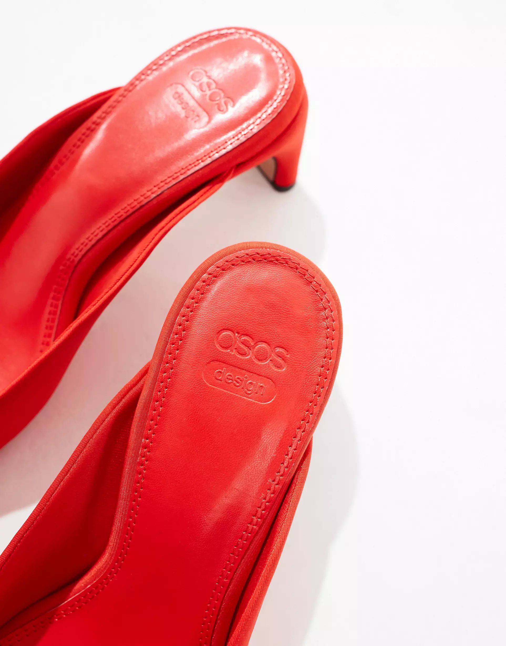 ASOS DESIGN Soy square toe mid heeled mules in red | ASOS | ASOS (Global)