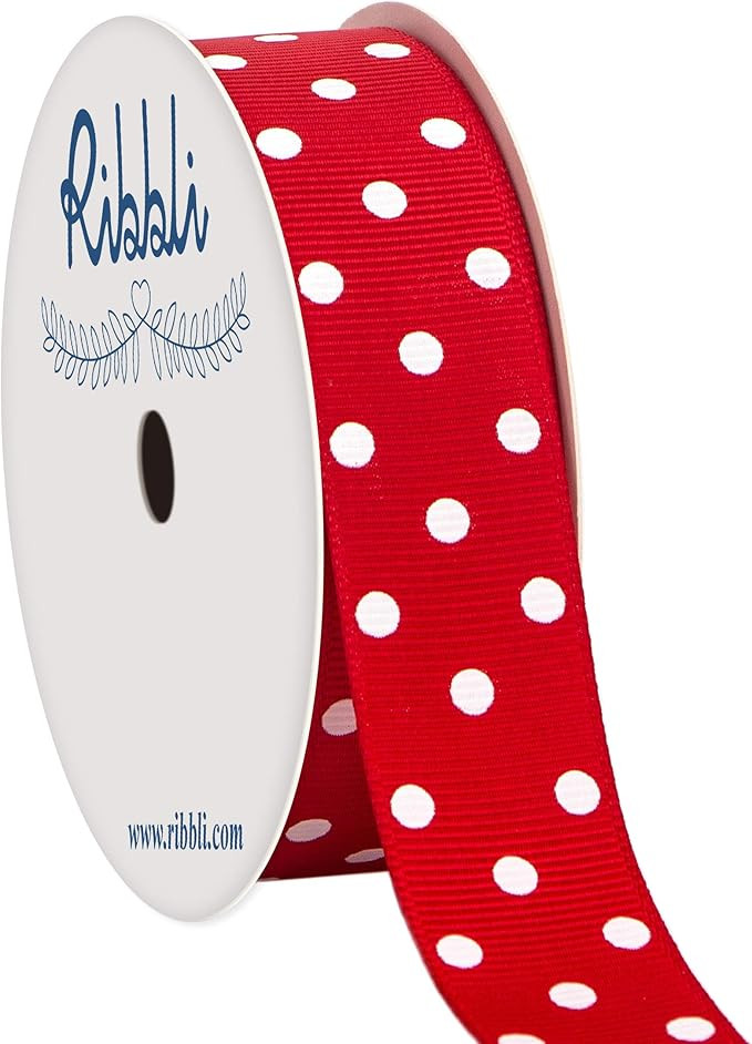 Ribbli Grosgrain Polka Dot Craft Ribbon,7/8 Inch,10-Yard Spool,Red with White,Use for Hair Bows,G... | Amazon (US)