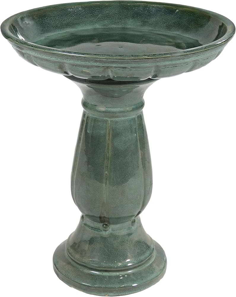 Sunnydaze Avignon Outdoor Ceramic Bird Bath - 18.75" H - UV- and Frost-Resistant - Pedestal Desig... | Amazon (US)