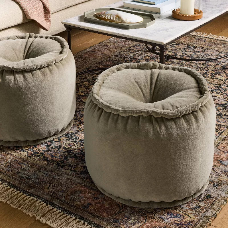 Cotton Velvet Pouf Tan -Threshold™ designed with Studio McGee | Target