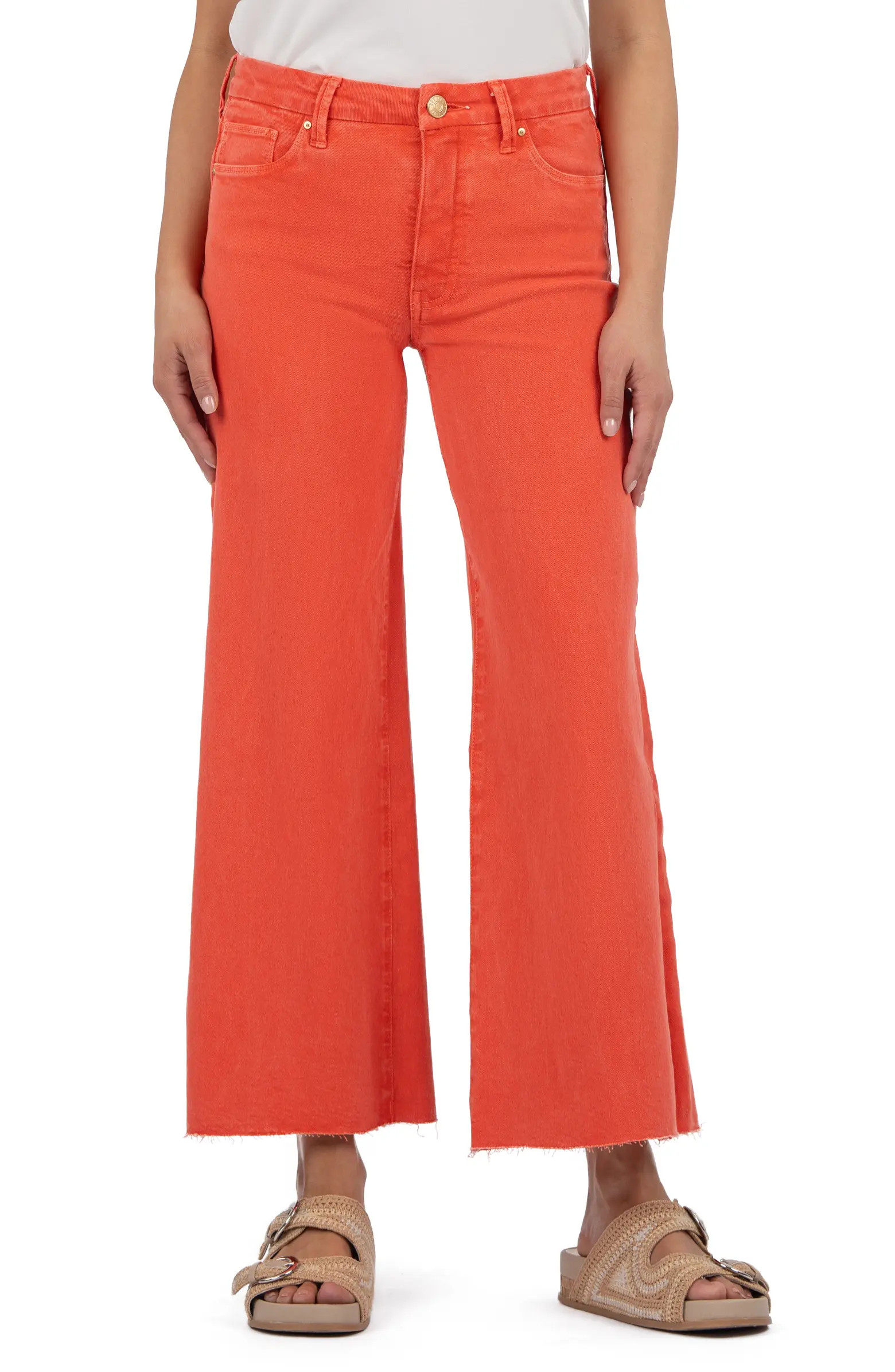 Meg Fab Ab Raw Hem High Waist Ankle Wide Leg Jeans | Nordstrom